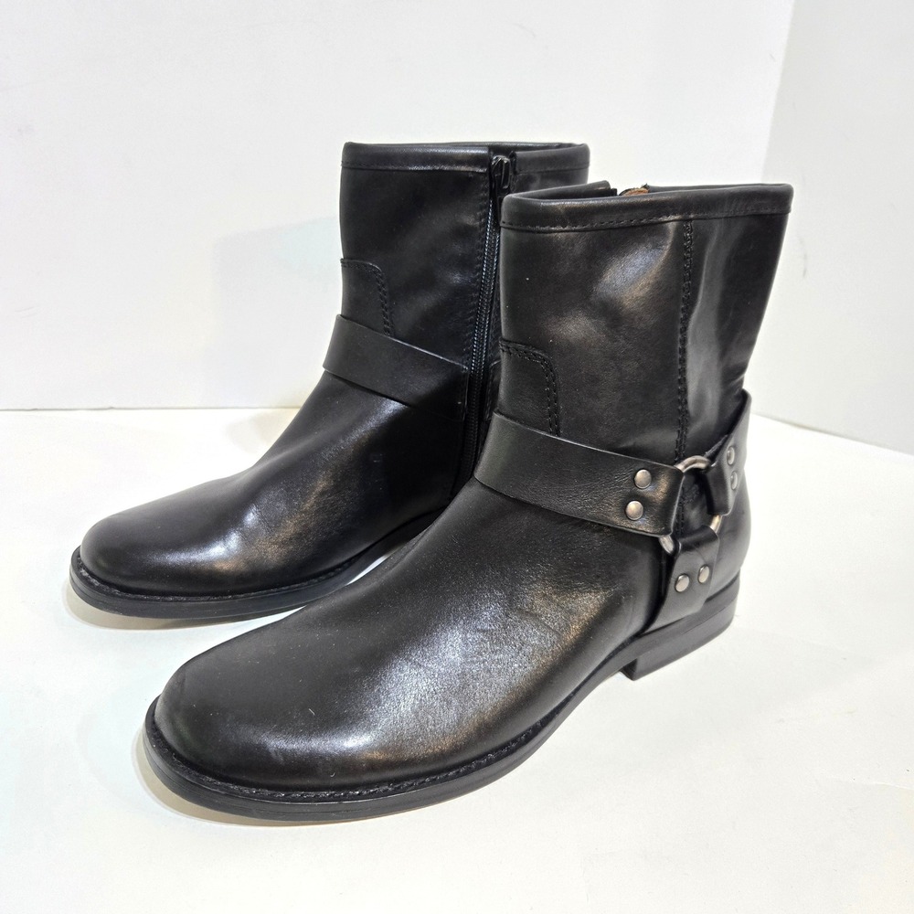 House of Harlow 1960 Portia Boot Women 7.5 Black Leather Harness Moto F33975